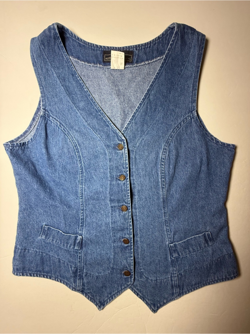 Vintage Authentic Clothing Denim Vest Size Large Western Button Front 90s